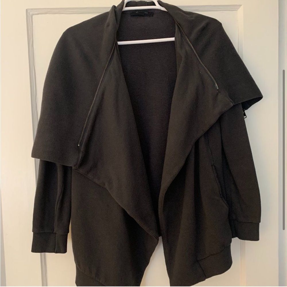 All Saints Black Dahlia Open Front Sweatshirt Jacket Cardigan - Picture 4 of 9